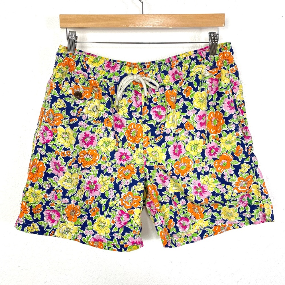 Polo Ralph Lauren Swimwear Men’s Medium Bright Bold Floral Swimsuit Swim Trunks